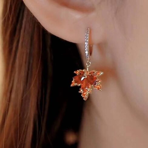 Green Maple Leaf Earrings for Women Green Crystal Earrings Maple Leaf Dangle Earrings Red Leaf Drop Earrings Autumn Earrings Prom Earrings Wedding Jewelry Gifts for women(Green) in Saudi Arabia