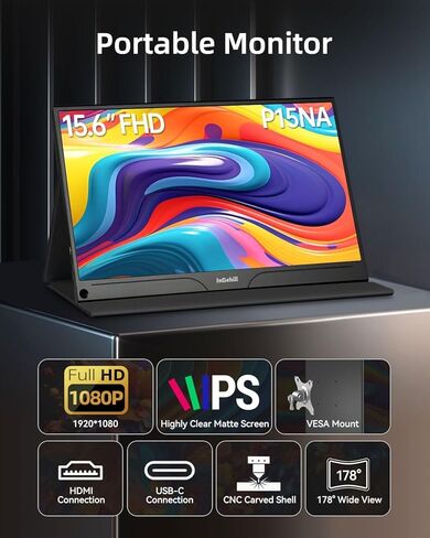 شاشة Intehill 4K المحمولة لأجهزة الكمبيوتر المحمول MacBook وMini PC شاشة كمبيوتر محمولة عالية الجودة مقاس 16 بوصة بدقة 3840x2400 ونسبة ذهبية U16NA in Kuwait