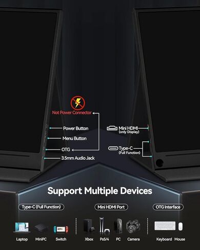 شاشة Intehill 4K المحمولة لأجهزة الكمبيوتر المحمول MacBook وMini PC شاشة كمبيوتر محمولة عالية الجودة مقاس 16 بوصة بدقة 3840x2400 ونسبة ذهبية U16NA in Kuwait