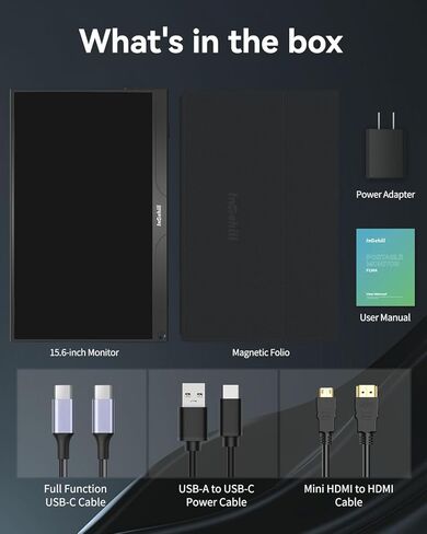 شاشة Intehill 4K المحمولة لأجهزة الكمبيوتر المحمول MacBook وMini PC شاشة كمبيوتر محمولة عالية الجودة مقاس 16 بوصة بدقة 3840x2400 ونسبة ذهبية U16NA in Kuwait