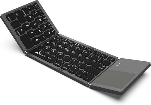Acoucou Mini Bluetooth Keyboard Wireless Foldable Keyboard, Rechargeable Bluetooth Keyboard Portable Pocket Size Keyboard, Compatible with MAC/iOS, Windows, Android Smartphones, Tablets, Laptops etc. in Saudi Arabia