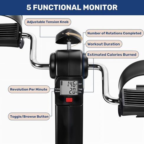 YSSOA Folding Pedal Exercise Bike, Under Desk Bike Pedal Exerciser, Mini Exercise Bike for Arms and Legs Workout, Folding Exercise Peddler Portable with Digital Monitor, Resistance Adjustable in Kuwait
