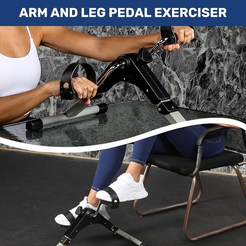 YSSOA Folding Pedal Exercise Bike, Under Desk Bike Pedal Exerciser, Mini Exercise Bike for Arms and Legs Workout, Folding Exercise Peddler Portable with Digital Monitor, Resistance Adjustable in Kuwait