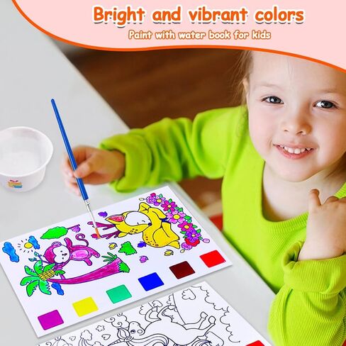 JUNQIU 5Pack Water Color Paint Sets for Kids, Paint With Water Books for Kids Ages 4-8, Pocket Watercolor Painting Book, Arts and Crafts Kit for Girls Boys Coloring with Brush in Saudi Arabia