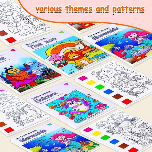JUNQIU 5Pack Water Color Paint Sets for Kids, Paint With Water Books for Kids Ages 4-8, Pocket Watercolor Painting Book, Arts and Crafts Kit for Girls Boys Coloring with Brush in Saudi Arabia