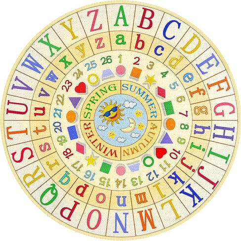 سجادة Booooom Jackson للأطفال للفصل الدراسي ABC Mat مقاس 6'5''x6'5'' سجادة لدائرة الحضانة في مرحلة ما قبل المدرسة سجادة الأبجدية، سجادة منطقة اللعب الابتدائية سجادة تعليمية مع دعم غير قابل للانزلاق (بيج، 6.5 × 6.5 قدم) in Kuwait