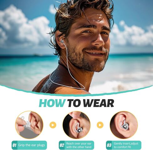 Swimming Ear Plugs with Lanyard, Custom-fit, Blocks Out Water Lets Sound in, Swimmer Earplugs for Swimming, Surfing, Diving and Other Water Activities, Black in Saudi Arabia