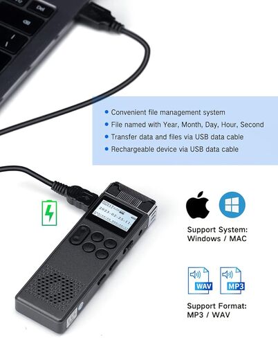 مسجل صوت رقمي سعة 64 جيجابايت مع مسجل شريط تشغيل صوتي نشط لاجتماعات المحاضرات، جهاز تسجيل صوتي بسرعة 1536 كيلوبت في الثانية مع مراقبة التسجيل، إدخال الخط، كلمة المرور in Kuwait