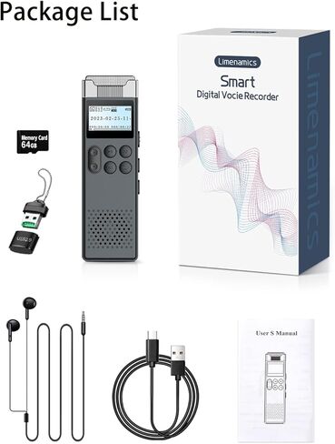 مسجل صوت رقمي سعة 64 جيجابايت مع مسجل شريط تشغيل صوتي نشط لاجتماعات المحاضرات، جهاز تسجيل صوتي بسرعة 1536 كيلوبت في الثانية مع مراقبة التسجيل، إدخال الخط، كلمة المرور in Kuwait