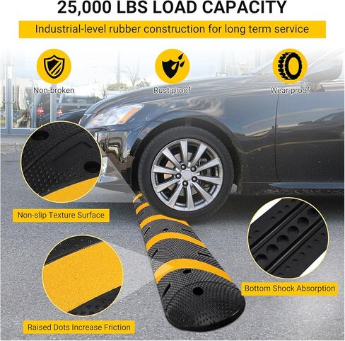 مطب سرعة مطاطي بطول 6 أقدام، مطبات سرعة مع 8 براغي، حزمة من مطبات سرعة إجمالية واحدة للطريق، لموقف السيارات، المدرسة، المستودع، الفندق، تصنيف 66000 رطل، مع محطة * قطعتان in Kuwait