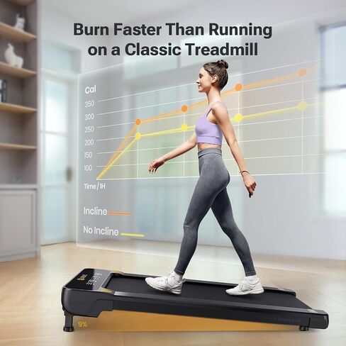 UREVO Walking Pad with Auto Incline, Max 9% 3 Stage Incline Under Desk Treadmill, 2.5HP Inclined Walking Treadmill for Home with Remote Control and LED Display in Kuwait