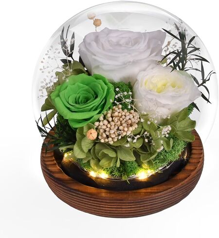 Preserved Flowers Handmade Real Roses in Glass with Light, Gifts for Women Mom Grandma Wife Sister Girlfriend Her Birthday Valentine’s Day Christmas Thanksgiving Mother's Day in Kuwait