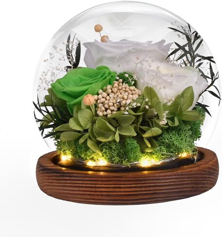 Preserved Flowers Handmade Real Roses in Glass with Light, Gifts for Women Mom Grandma Wife Sister Girlfriend Her Birthday Valentine’s Day Christmas Thanksgiving Mother's Day in Kuwait