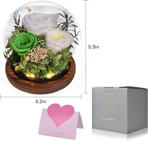 Preserved Flowers Handmade Real Roses in Glass with Light, Gifts for Women Mom Grandma Wife Sister Girlfriend Her Birthday Valentine’s Day Christmas Thanksgiving Mother's Day in Kuwait