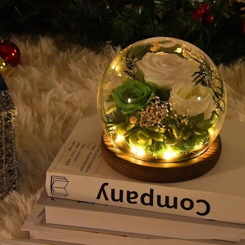 Preserved Flowers Handmade Real Roses in Glass with Light, Gifts for Women Mom Grandma Wife Sister Girlfriend Her Birthday Valentine’s Day Christmas Thanksgiving Mother's Day in Kuwait