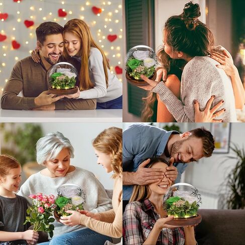 Preserved Flowers Handmade Real Roses in Glass with Light, Gifts for Women Mom Grandma Wife Sister Girlfriend Her Birthday Valentine’s Day Christmas Thanksgiving Mother's Day in Kuwait