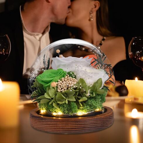 Preserved Flowers Handmade Real Roses in Glass with Light, Gifts for Women Mom Grandma Wife Sister Girlfriend Her Birthday Valentine’s Day Christmas Thanksgiving Mother's Day in Kuwait
