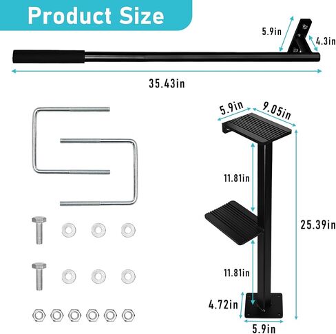 Boat Trailer Steps with Handle Heavy Duty 2 Steps Boat Boarding Steps Universal Fit Boat Trailer Tongue Steps Fit for Bass Boat Trailer Pontoon Boats in Kuwait
