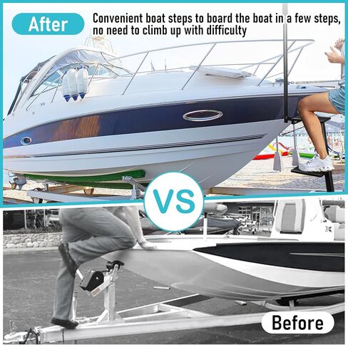 Boat Trailer Steps with Handle Heavy Duty 2 Steps Boat Boarding Steps Universal Fit Boat Trailer Tongue Steps Fit for Bass Boat Trailer Pontoon Boats in Kuwait