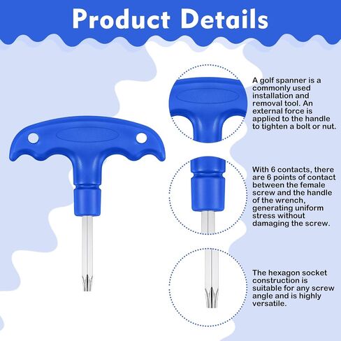 Golf Club Wrenches Tools Golf Torque Wrench Golf Head Adjustment Tool Stainless Steel Golf Club Driver Torque Tool Shaft Adapter Sleeve, T20(Blue) in Saudi Arabia