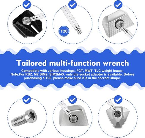Golf Club Wrenches Tools Golf Torque Wrench Golf Head Adjustment Tool Stainless Steel Golf Club Driver Torque Tool Shaft Adapter Sleeve, T20(Blue) in Saudi Arabia