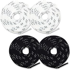 Franklin Sports Hockey Skate Laces - Set of 2 Non-Waxed Pairs - White + Black Unwaxed Ice Hockey Laces - Molded Tips