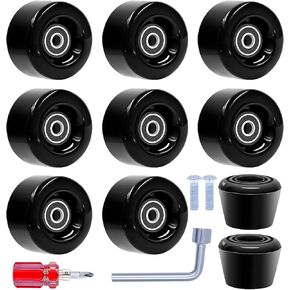 8 Pack Roller Skate Wheels with Bearings Installed and 2 Toe Stoppers for Double Row Skating, Quad Skates and Skateboard Outdoor or Indoor Use, 32mm x 58mm 82A