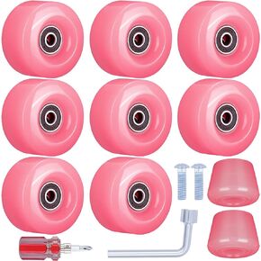 8 Pack Roller Skate Wheels with Bearings Installed and 2 Toe Stoppers for Double Row Skating, Quad Skates and Skateboard Outdoor or Indoor Use, 32mm x 58mm 82A