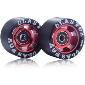 95A Speed/Derby Wheels Aluminum Roller Skate Wheels Indoor Roller Replacement wheel (Set of 8) (Black PU Red Core)