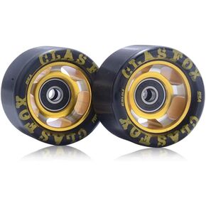 95A Speed/Derby Wheels عجلات تزلج دوارة من الألومنيوم عجلة بديلة للأسطوانة الداخلية (مجموعة من 8) (أسود PU أحمر أساسي)