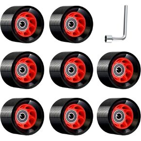 TOBWOLF 8 Pack 58mm x 39mm, 95A, Indoor Quad Roller Skate Wheels for Roller Derby Speed Skating, Artistic, Jam, Rink & Rhythm Skates, PU Wear-Resistant Wheels Double-Row Roller Skates Accessories