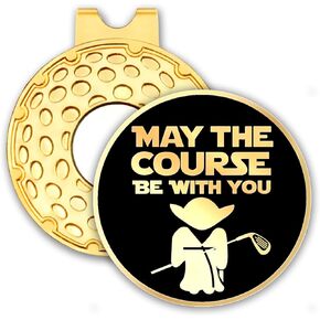 Black Gold Golf Ball Marker with Hat Clip, Funny Golf Accessories for Men Women Dad Mom Grandpa Golf Lover