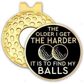 Black Gold Golf Ball Marker with Hat Clip, Funny Golf Accessories for Men Women Dad Mom Grandpa Golf Lover