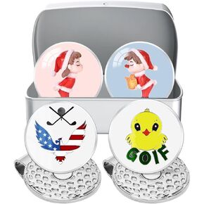 Jebor Golf Ball Markers with Hat Clips and Storage Box Value Sets for Men Women Golfer, Removable Attaches Easily to Golf Cap Premium Gifts Golf Ball Marker hat Clip