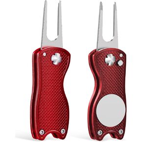 GreenHaven 2-6 Pack Golf Divot Repair Tool for Golfers Foldable Metal Green Tool with Magnetic Putt Alignment Ball Marker Pop-up Fork Tine with Sturdy Aluminum Alloy Handle