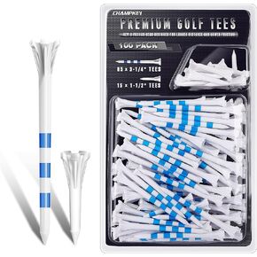 CHAMPKEY Professional 5 Prongs Golf Tees 100 Pack | 85 Driver Tees with 15 Iron/Hybrid Tees Mixed Pack | Low Friction and Resistance Golf Plastic Tees