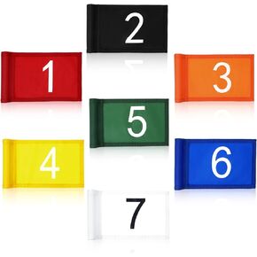 Mixweer 7 Pcs Numbered Golf Flag 9-1/2 x 6-7/8 Putting Green Flags with Tube Inserted Portable Mini Golf Flags Nylon Golf Pin Flags for Yard Practice Indoor Outdoor Backyard Garden Training in Kuwait