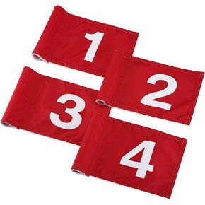 TOBWOLF 4PCS 15x22cm / 5.9x8.7in Golf Flags with Tube Inserted, Portable 420D Nylon Putting Green Golf Flag, Practice Golf Target Flag Training Numbered Putting Golf Pin Flag for Yard Indoor Outdoor
