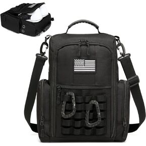 Golf Shoe Bag - Tactical Travel Shoe Bag, Zippered Shoe Carrier Bags with Ventilation & Shoulder Strap for Balls, Gloves, Tees, Golf Accessories (Black)