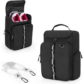 Golf Shoe Bag Holds A Pair of Shoes US Mens 14, Golf Shoe Carrier with Free Gloves Holders (A Pair), Front and Side Accessory Pockets for Tess, Gloves and Ball