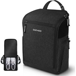 Dachgo Golf Shoe Bag Men Women, Padded Golf Shoe Carry Bags with Clasped Strap Handle & Side Ventilation, 3 Pockets for Golf Tees, Balls & Accessories, Perfect for Sport Golf Baseball Soccer (Grey)