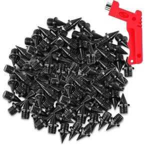 VOCOOL 100 PCS 1/4inch Stainless Steel Track and Cross Country Spikes with Spike Wrench, Pyramid Replacement Track Spikes for Sprint Sports Short Running Shoes, Black/Silver
