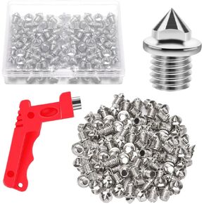 JULMELON 120PCS 1/8 inch Hard Stainless Steel Track and Cross Country Spikes Golf Shoe Spikes with Spike Wrench, Replacement Track Spikes for Sprint Sports Short Running Track Shoes