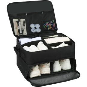 Likealot Golf Trunk Organizer, Smart Storage with 2 Shoe Compartments Fits US Men's 16, Golf Storage Bag for Balls, Tees, Clothes, Gloves and Accessories (Pink)