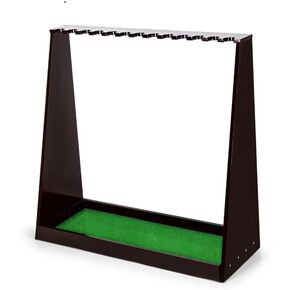 Wooden Golf Putter Stander Holder Golf Club Rack with Artificial Grass Mat- Indoor Display Rack - Holds 13 Clubs