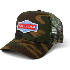 قبعة Happy Dad Trucker، قبعات رجالية عصرية مع شبكة خلفية مسامية، إغلاق بالإطباق، هدايا عيد الميلاد، قبعة Snapback