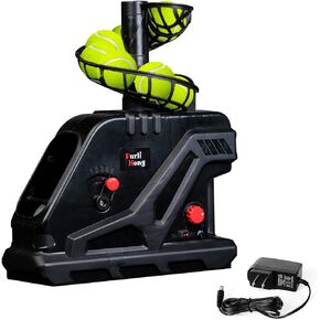 3809BH Tennis Ball Machine, Max 30 MPH, Adjustable Launching Angle and Interval, Stepless Speed Switch, Powered by Battery or AC Adapter, Stacker Extendable, for Tennis Training