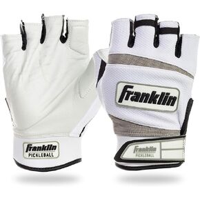 قفازات Franklin Sports Pickleball - قفازات كرة البيسبول مقاس للرجال + النساء للبالغين - قفازات اليد اليمنى + اليد اليسرى لكرة البيسبول + كرة المضرب - معدات كرة البيسبول + الملحقات - أبيض