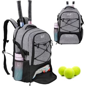 WOLT | Tennis Backpack Tennis Bag for Men Women, Large Tennis Racket Bag with Ventilated Shoe Compartment Holds 2 Rackets,Badminton Squash Racquets, Pickleball Paddles and Balls Accessories