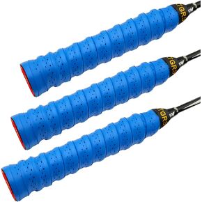 ATGRS Tennis Grip Tacky Tennis Racket Grip Tape Absorbent Anti-Slip Tennis Overgrip for Tennis Badminton Pickleball Racquet Handle Grip with Damping Ridges Overgrips (Blue)